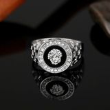 Hip Hop platina geplateerde Lion Head Rhinestone Ring voor mannen  US maat: 6.5  binnendiameter: 17mm  omtrek: 53mm(Silver)