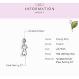 S925 Sterling Zilveren Hanger Diy Armband Accessoires Zircon Cat Hanger Sieraden