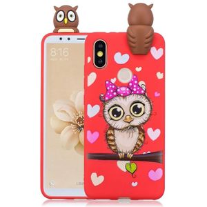 Voor Xiaomi Redmi 6 Pro schokbestendige cartoon TPU beschermende case (rode uil)