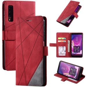 Voor Samsung Galaxy A7(2018) Skin Feel Splicing Horizontal Flip Leather Case met Holder & Card Slots & Wallet & Photo Frame(Red)