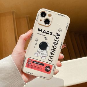 Voor iPhone 11 Astronaut patroon siliconen telefoonhoes met rechte rand (Mars Astronaut-wit)