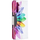 Voor OPPO Realme 6 Pro Gekleurd tekenpatroon horizontaal flip lederen kast met Holder & Card Slots & Wallet(Sun Flower)