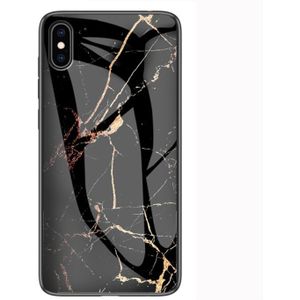 Marmeren glazen beschermhoes voor iPhone XS Max (zwart goud)