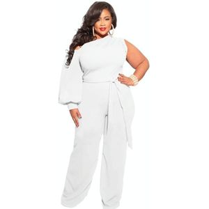 Vrouwen plus size sweatpants wide poot broek (kleur: wit maat: L)