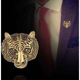 3 stks persoonlijkheid tijger hoofd broche mannen pak pin vintage badge kraag pin