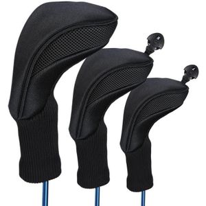 3 In 1 No.1 / No.3 / No.5 Clubs Protective Cover Golf Club Head Cover (Zwart)