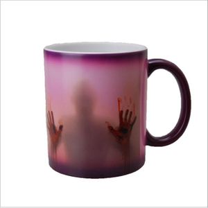 De Walking Dead mok kleur veranderende warmtegevoelige keramische koffie mok 301-400 ml (paars)