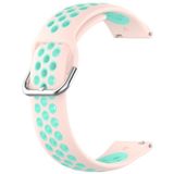 Voor Garmin VivoMove Style 20 mm geperforeerde ademende sport siliconen horlogeband (roze + watereend)