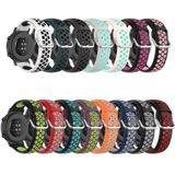 Voor Garmin VivoMove Style 20 mm geperforeerde ademende sport siliconen horlogeband (roze + watereend)