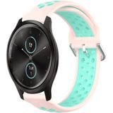 Voor Garmin VivoMove Style 20 mm geperforeerde ademende sport siliconen horlogeband (roze + watereend)