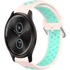 Voor Garmin VivoMove Style 20 mm geperforeerde ademende sport siliconen horlogeband (roze + watereend)