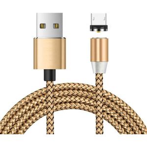 USB naar Micro USB Magnetic Metal Connector Nylon Two-color Gevlochten magnetische datakabel  kabellengte: 1 m (goud)