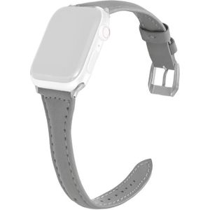 Universele T-vormige dunne lederen horlogeband voor Apple Watch Series 6 & se  5 & 4 40 mm / 3  2 en 1 38 mm (grijs)