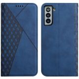 For Samsung Galaxy S21+ 5G Diamond Pattern Splicing Skin Feel Magnetic Horizontal Flip Leather Case with Card Slots & Holder & Wallet(Blue)