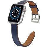 A Style Leather Strap Watchband For Apple Watch Series 6 & SE & 5 & 4 44mm / 3 & 2 & 1 42mm(Blue)