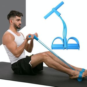 3 stuks multifunctionele vier-tube pedaal trekker pedaal elastisch touw sit-ups hulp buik fitness apparatuur (blauw)