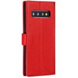 Feather patroon Litchi textuur horizontale Flip lederen draagtas met portemonnee & houder & kaartsleuven voor Galaxy S10 5G (rood)