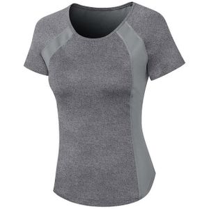 Tight Round Neck Sports Korte mouw T-shirt voor dames (kleur: bloem grijs Maat: M)