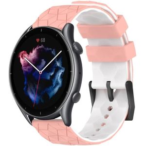 Voor Amazfit GTR 3 Pro 22 mm voetbaltextuur tweekleurige siliconen horlogeband (roze + wit)