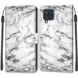 Voltage Coloured Drawing Magnetic Clasp Horizontal Flip PU Leather Case with Holder & Card Slots For Samsung Galaxy M32 4G / F22(C01 White Marble)