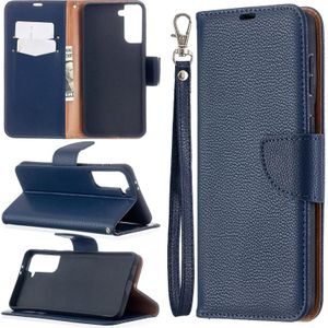 Voor Samsung Galaxy S30 Plus Litchi Texture Pure Color Horizontale Flip Lederen case met Holder & Card Slots & Wallet & Lanyard(Donkerblauw)