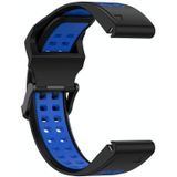 Voor Garmin Instinct 2X Solar 26 mm tweekleurige siliconen horlogeband met omgekeerde gesp (zwart + blauw)