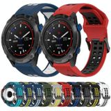 Voor Garmin Instinct 2X Solar 26 mm tweekleurige siliconen horlogeband met omgekeerde gesp (zwart + blauw)