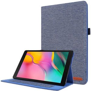 Voor Samsung Galaxy Tab A7 (2020) Horizontale Flip TPU + Fabric PU Lederen beschermhoes met kaartslots & houder(DeepBlue)