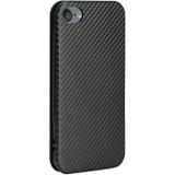 Voor iPod Touch 5 / 6 / 7 Koolstofvezel textuur Magnetische horizontale flip TPU + PC + PU lederen hoes met kaartsleuf(zwart)