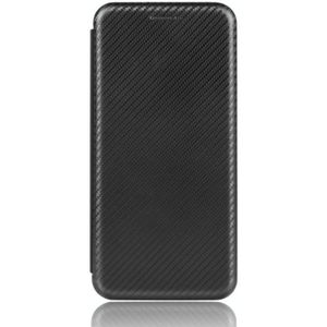 Voor iPod Touch 5 / 6 / 7 Koolstofvezel textuur Magnetische horizontale flip TPU + PC + PU lederen hoes met kaartsleuf(zwart)