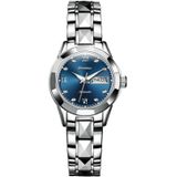 JIN SHI DUN 8813 Fashion Waterproof Luminous Automatic Mechanical Watch  Style:Women(Silver Blue)