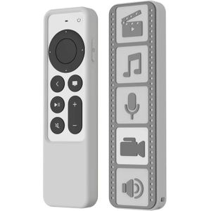 Siliconen afstandsbediening waterdichte antislip beschermhoes voor Apple TV 4K 2021 (grijs wit)