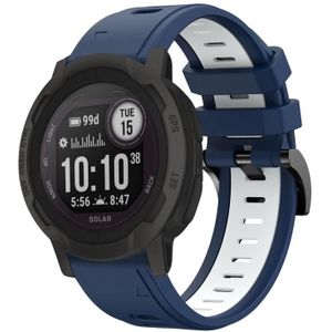 Voor Garmin Instinct 2 22 mm tweekleurige sport siliconen horlogeband (nachtblauw + wit)