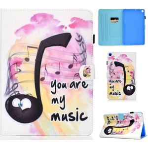 Voor Galaxy Tab S6 Lite Naaideraden horizontaal gespoten platte leren behuizing met Pen Cover & Anti Skid Strip & Card Slot & Houder(Muziek)