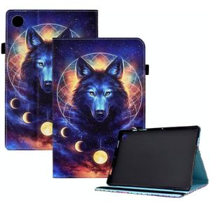 Voor Samsung Galaxy Tab A8 10.5 X200 / X205 Gekleurde Tekening Stiksels Elastische Band Lederen Smart Tablet Case (Space Wolf)