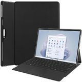 For Microsoft Surface Pro 9 JUNSUNMAY Custer Solid Color 3-Fold Stand Leather Tablet Case(Black)