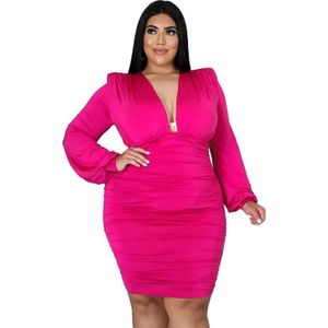 Solid Color Buttocks Sexy Plus Size Jurk (Kleur: Paars Maat: XXL)