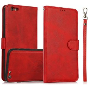 Calf Texture 2 in 1 Detachable Magnetic Back Cover Horizontal Flip Leather Case with Holder & Card Slots & Wallet & Photo Frame For iPhone 6s Plus / 6 Plus(Red)