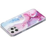 IMD marmer patroon TPU telefoonhoesje voor iPhone 12 Pro Max (roze blauw)