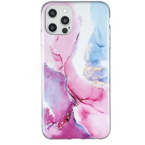 IMD marmer patroon TPU telefoonhoesje voor iPhone 12 Pro Max (roze blauw)