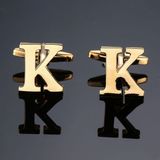 1 paar gouden letters A-Z naam Manchetknopen mannen Frans overhemd Manchetknopen (K)