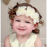 Lint Diamond hoofdband pasgeboren Hairband meisje bloem hoofd kinderen haaraccessoires (romige witte)