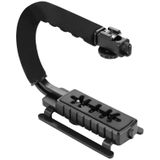 PULUZ U/C vorm draagbare Handheld DV beugel stabilisator + LED Studio Light Kit met koude schoen statiefkop voor alle SLR camera's en Home DV-Camera