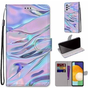 For Samsung Galaxy A33 5G Coloured Drawing Cross Texture Horizontal Flip PU Phone Leather Case with Holder & Card Slots & Wallet & Lanyard(Colorful Layer(Fluorescent Water Pattern)