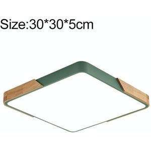 Wood Macaron LED Square Ceiling Lamp  Stepless Dimming  Size:30cm(Green)