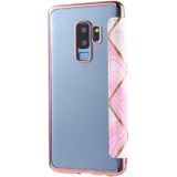 Voor Samsung Galaxy S9 + Bronzing Plating PU + TPU Horizontale Flip Leren Case met Houder & Card Slot (roze wit)
