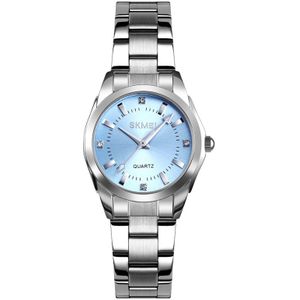 SKmei 1620 Delicate Strass Creative Casual Waterproof Quartz Vrouwen horloge stalen band horloge (blauw)