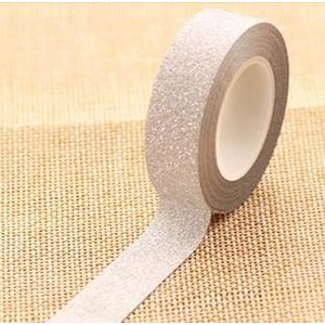 Flash Washi Sticky papier tape label DIY decoratieve tape  lengte: 10m (zilver)