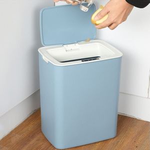 Volautomatisch met Lip Covered Household Living Room Kitchen Badkamer Intelligent Inductie Trash Can  Style:Charged Type(Blue)