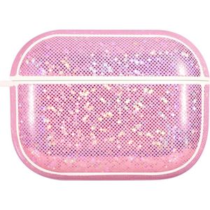 NIILLKIN Anti-fall PU + TPU Shining Protection Glitter Case voor AirPods Pro (Roze)